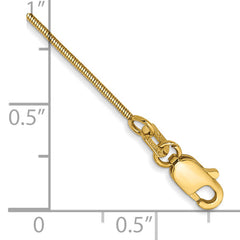14K 9 inch .8mm Round Snake with Lobster Clasp Anklet