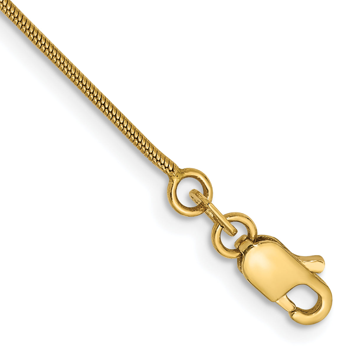 14K 8 inch .9mm Round Snake with Lobster Clasp Bracelet