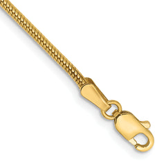 14K 8 inch 1.6mm Round Snake Lobster Clasp Bracelet