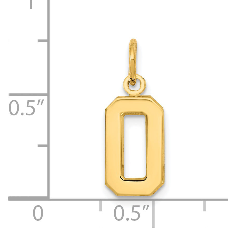 14K Small Polished Number 0 Charm