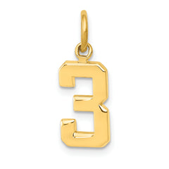 14k Small Polished Number 3 Charm