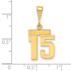 14K Small Polished Number 15 Charm