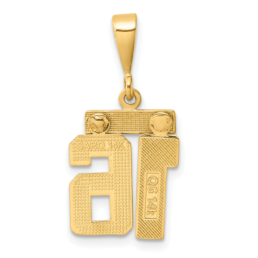 14K Small Polished Number 16 Charm