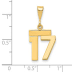 14K Small Polished Number 17 Charm