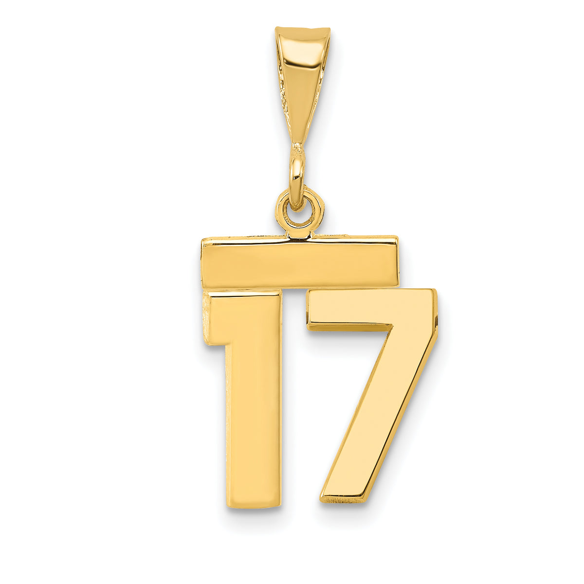 14k Small Polished Number 17 Charm