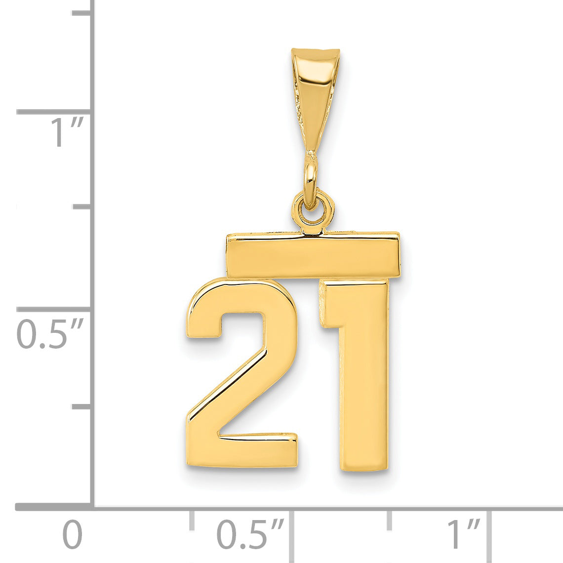 14K Small Polished Number 21 Charm Secondary image