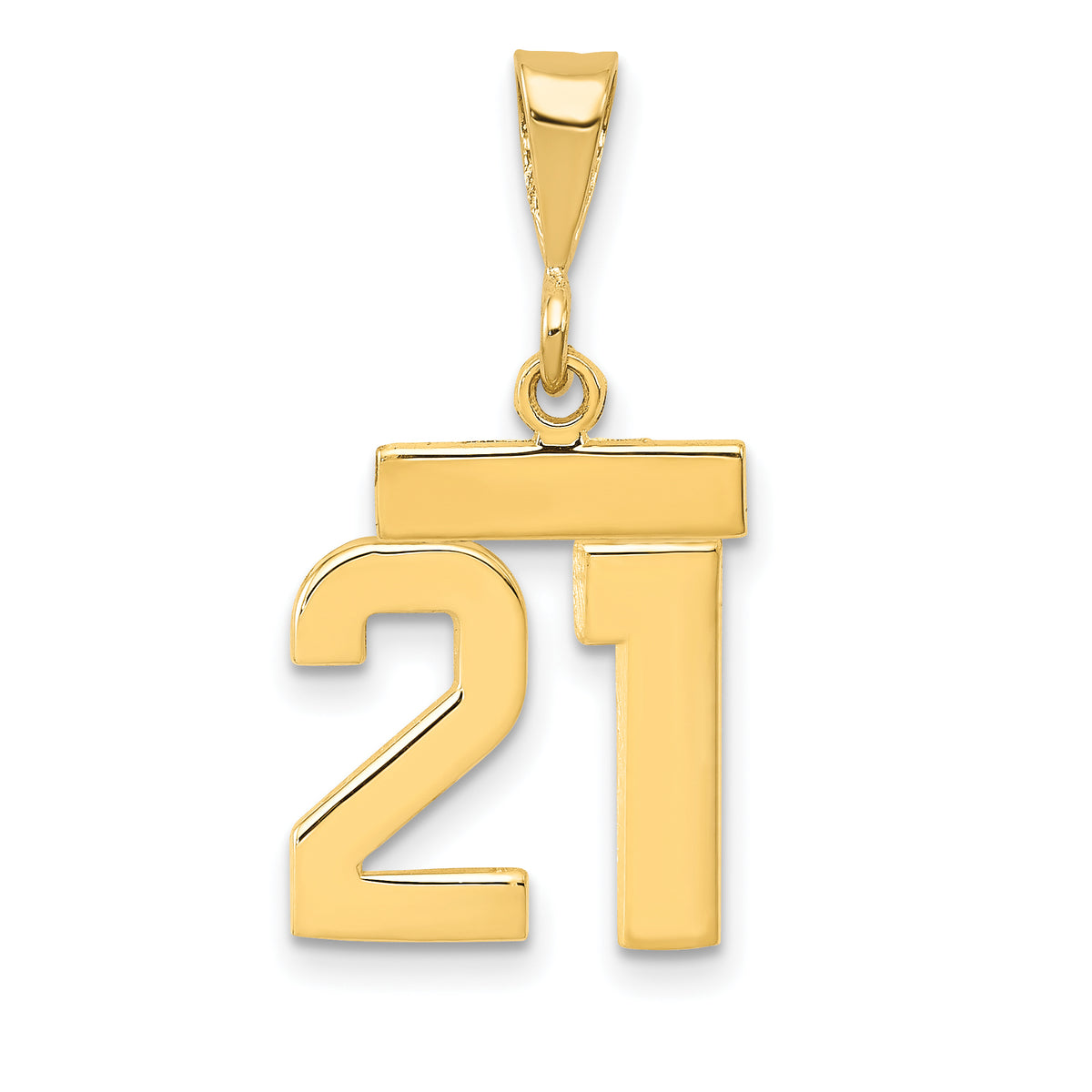 14k Small Polished Number 21 Charm