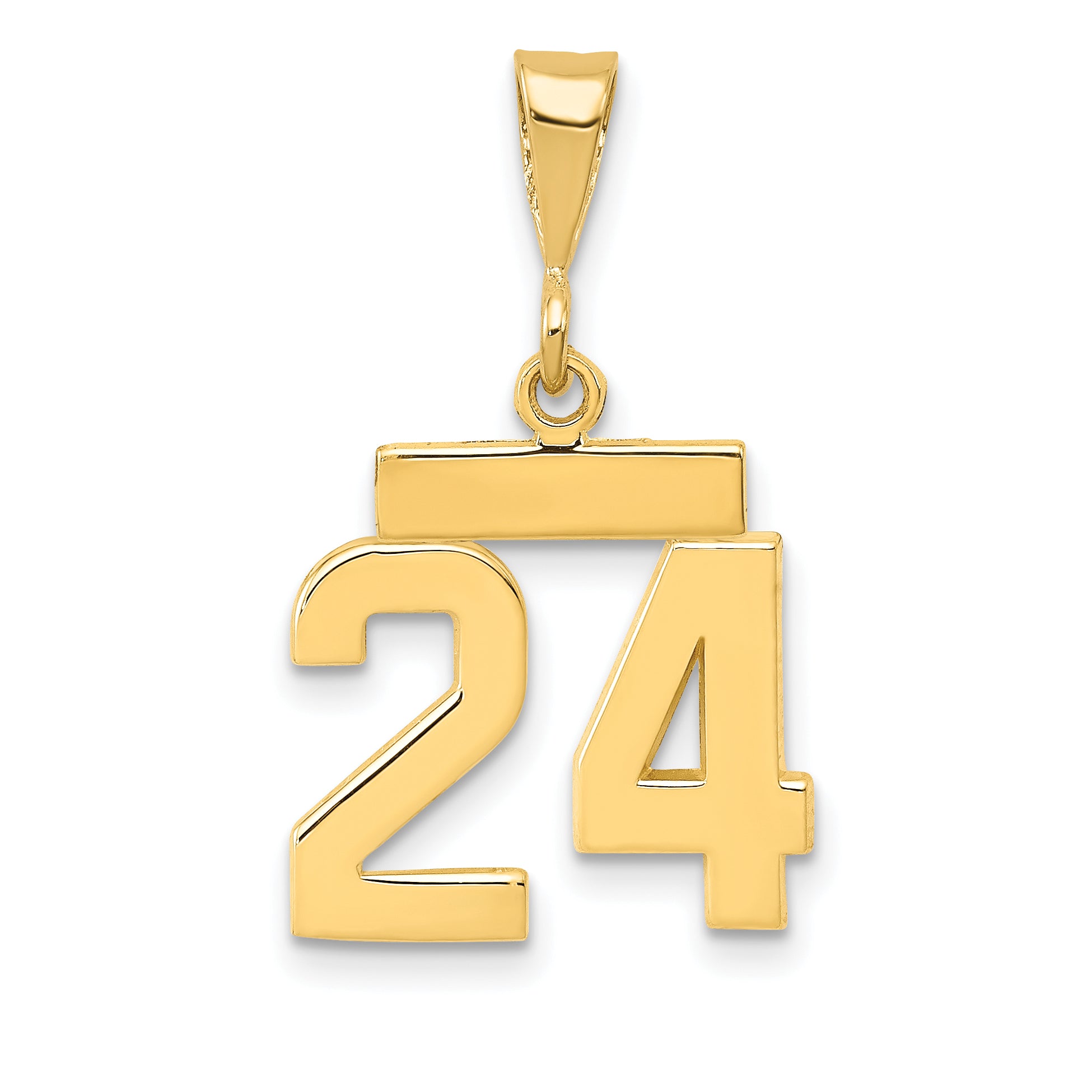 14k Small Polished Number 24 Charm