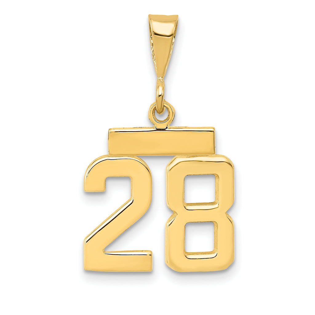 14k Small Polished Number 28 Charm