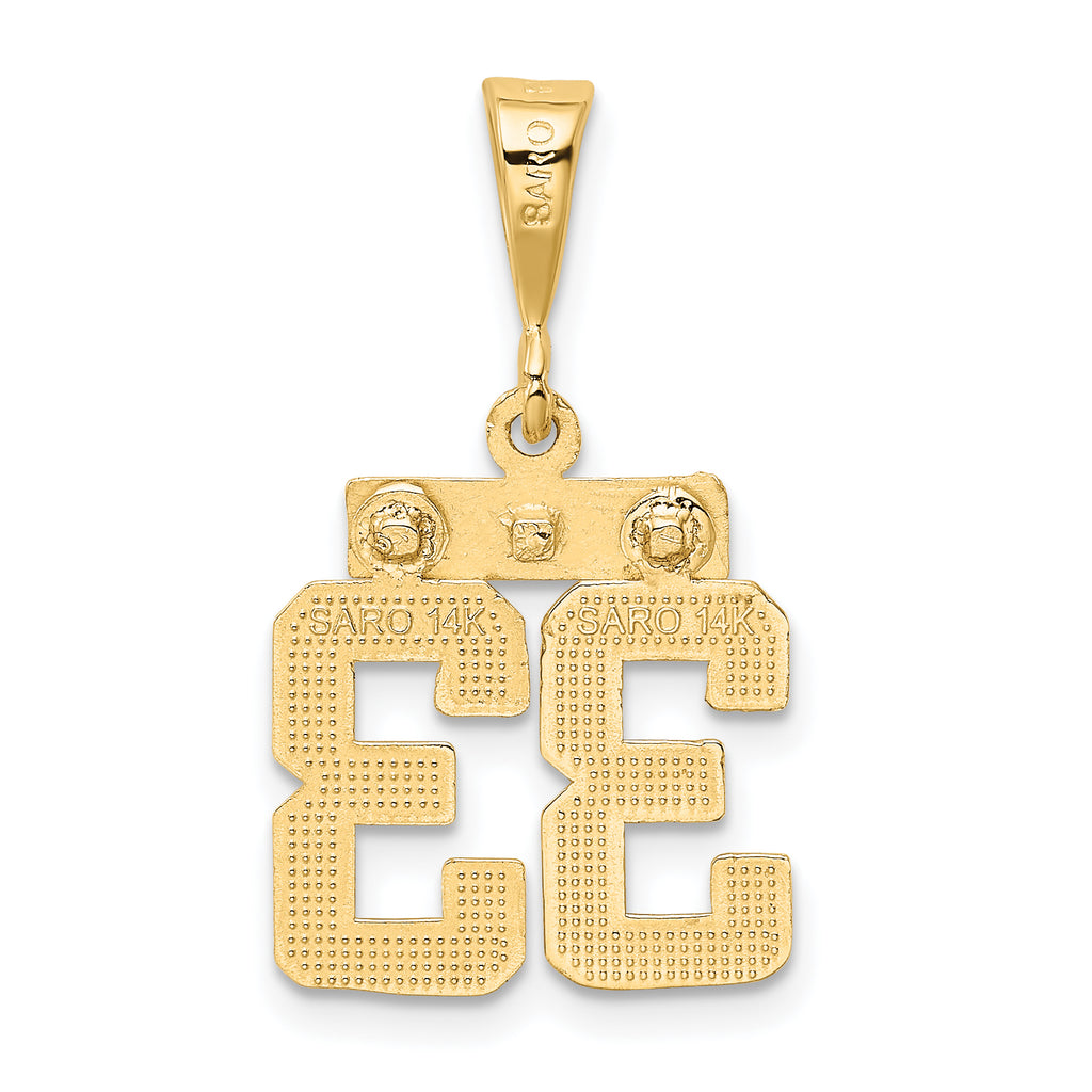 14K Small Polished Number 33 Charm