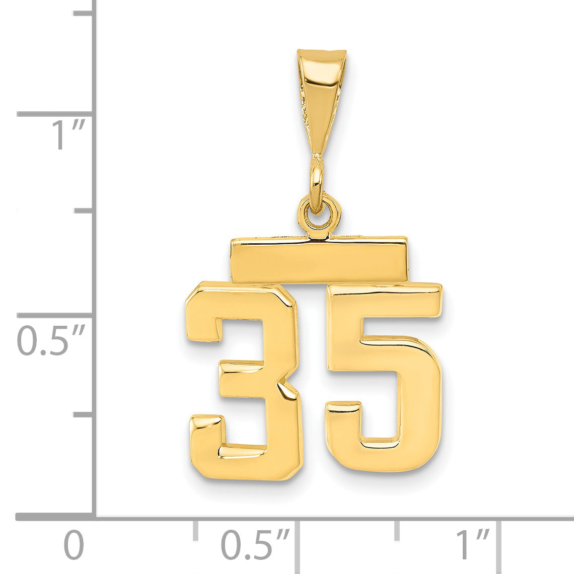 14K Small Polished Number 35 Charm Secondary image