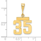14K Small Polished Number 35 Charm