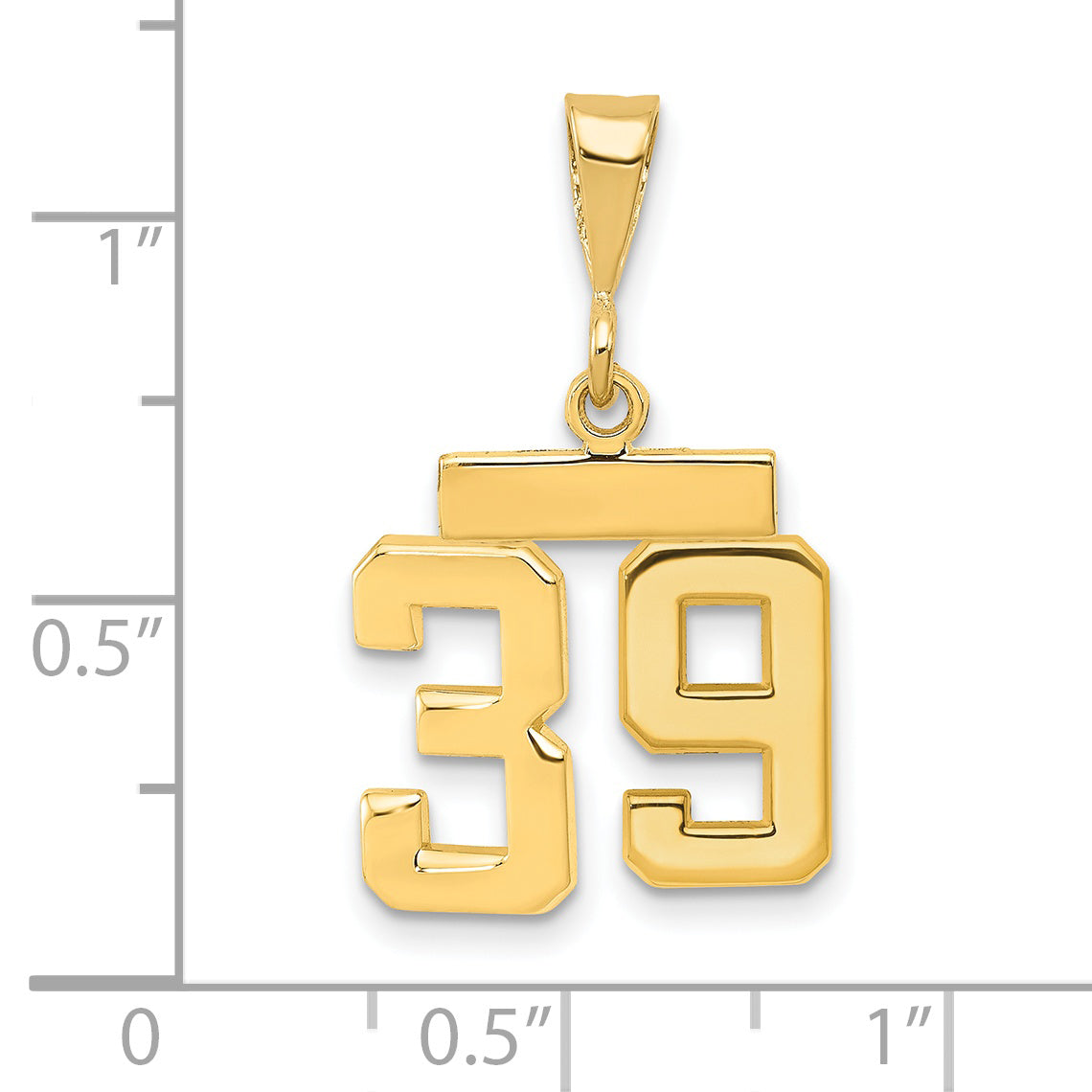 14K Small Polished Number 39 Charm