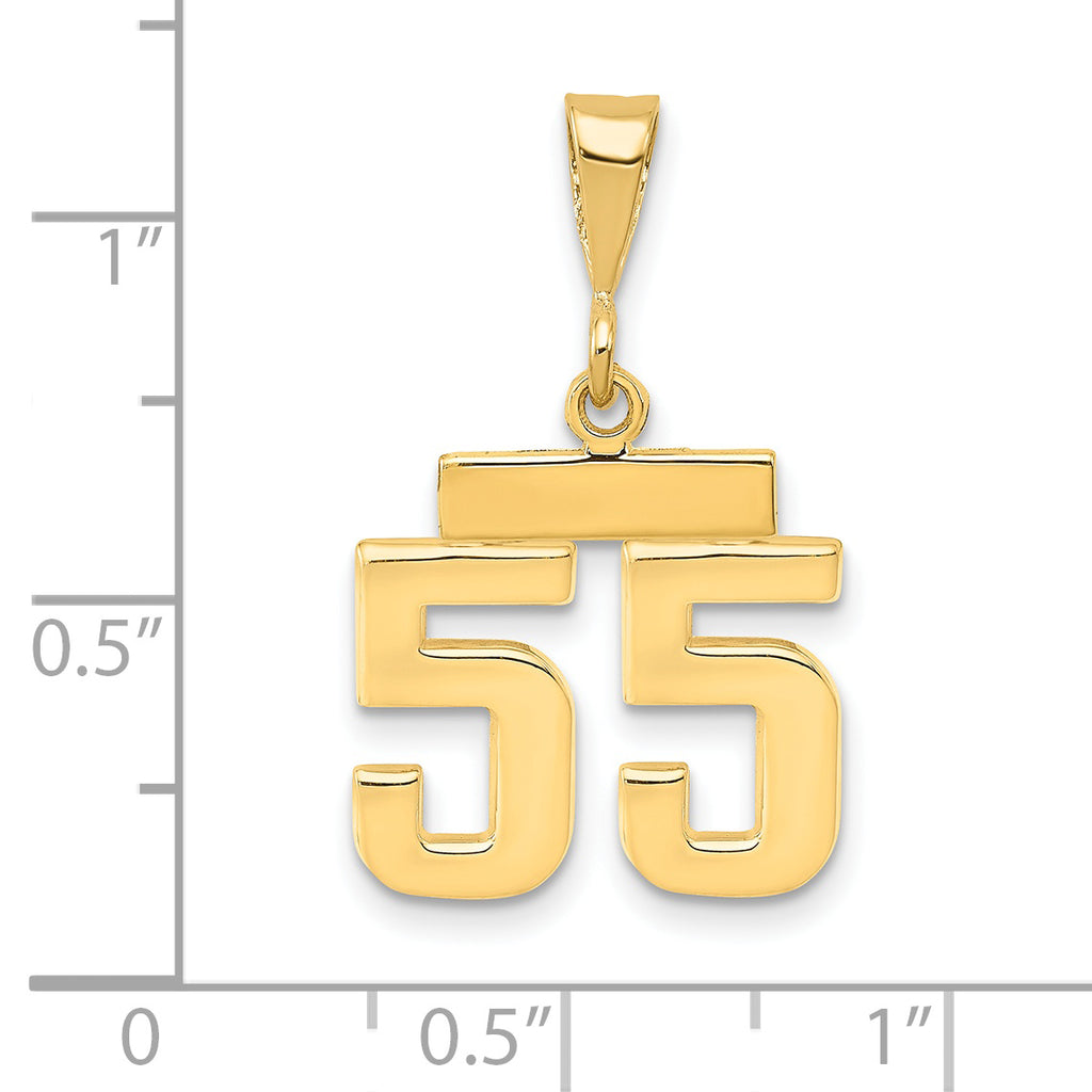 14K Small Polished Number 55 Charm