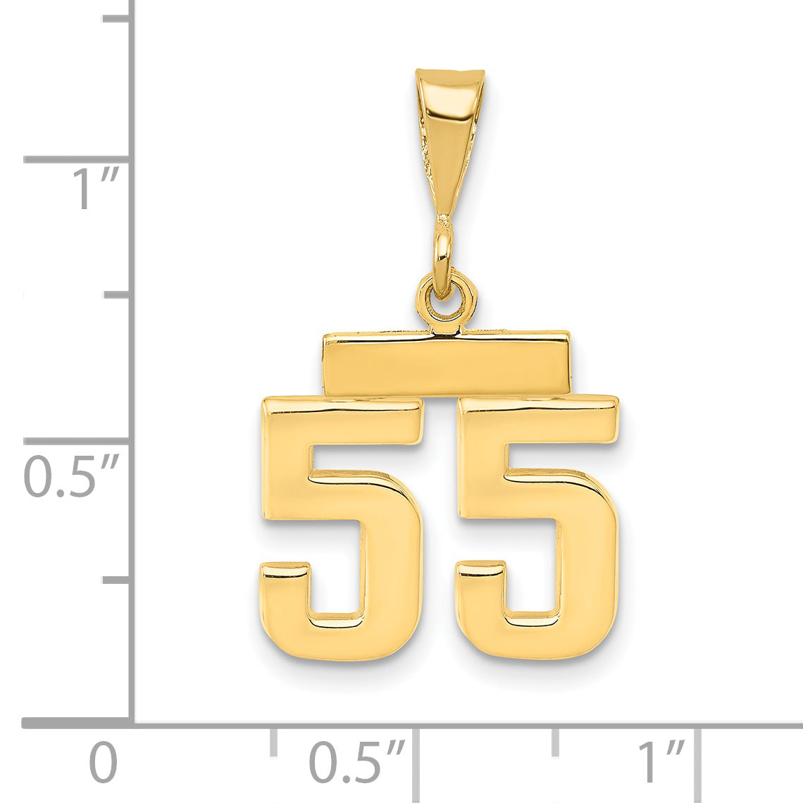 14K Small Polished Number 55 Charm