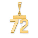 14k Small Polished Number 72 Charm