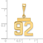 14K Small Polished Number 92 Charm
