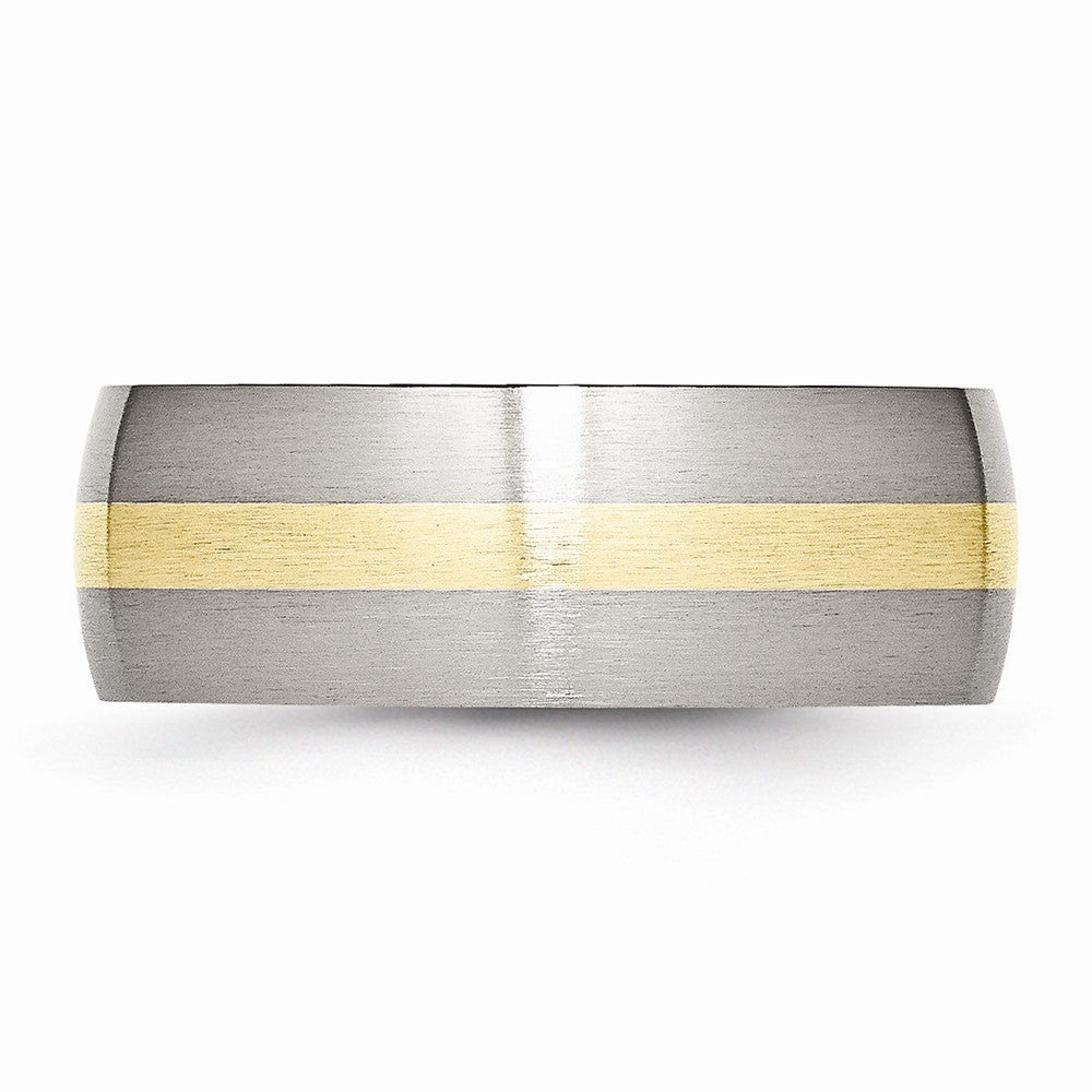 Sophia Jewelers Stainless Steel 14K Yellow Inlay Engravable Wedding Band