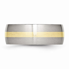 Sophia Jewelers Stainless Steel 14K Yellow Inlay Engravable Wedding Band
