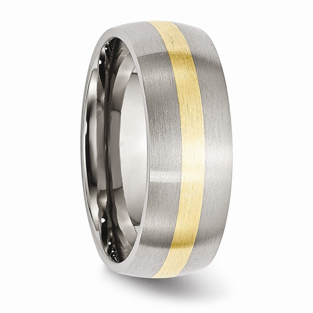Sophia Jewelers Stainless Steel 14K Yellow Inlay Engravable Wedding Band