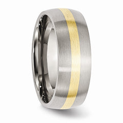 Sophia Jewelers Stainless Steel 14K Yellow Inlay Engravable Wedding Band