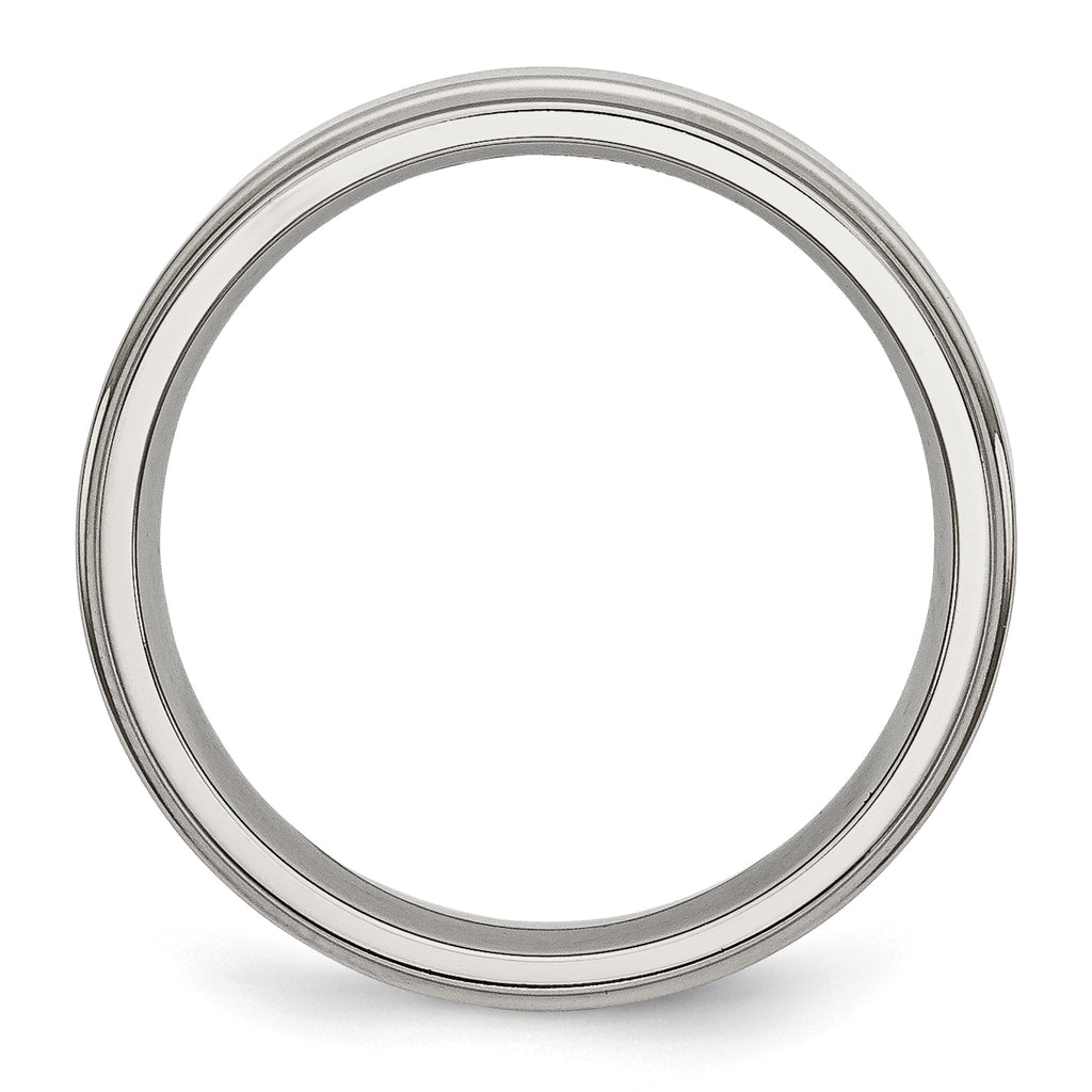 Ridged Edge Wedding Band in Stainless Steel, 5mm