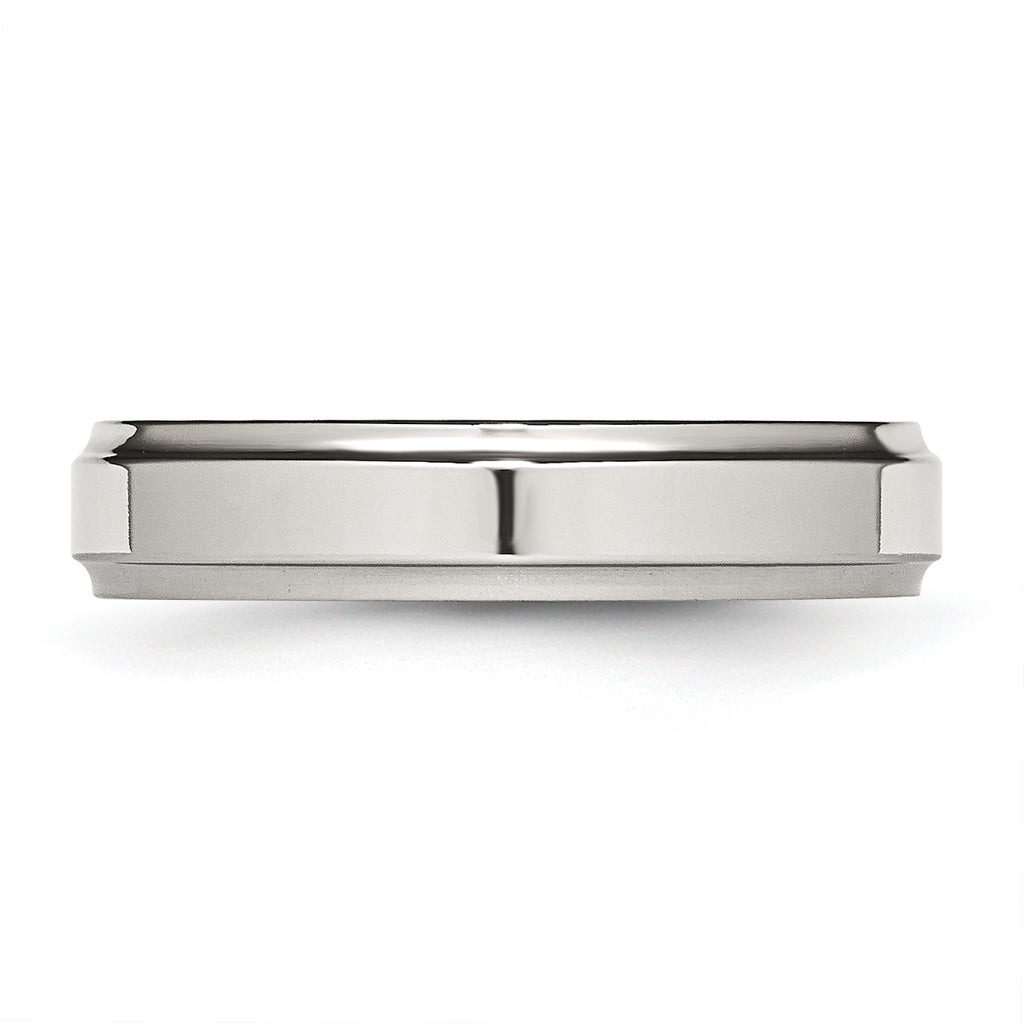 Ridged Edge Wedding Band in Stainless Steel, 5mm