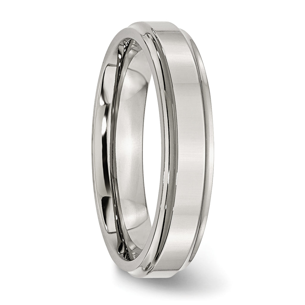 Ridged Edge Wedding Band in Stainless Steel, 5mm