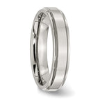 Ridged Edge Wedding Band in Stainless Steel, 5mm