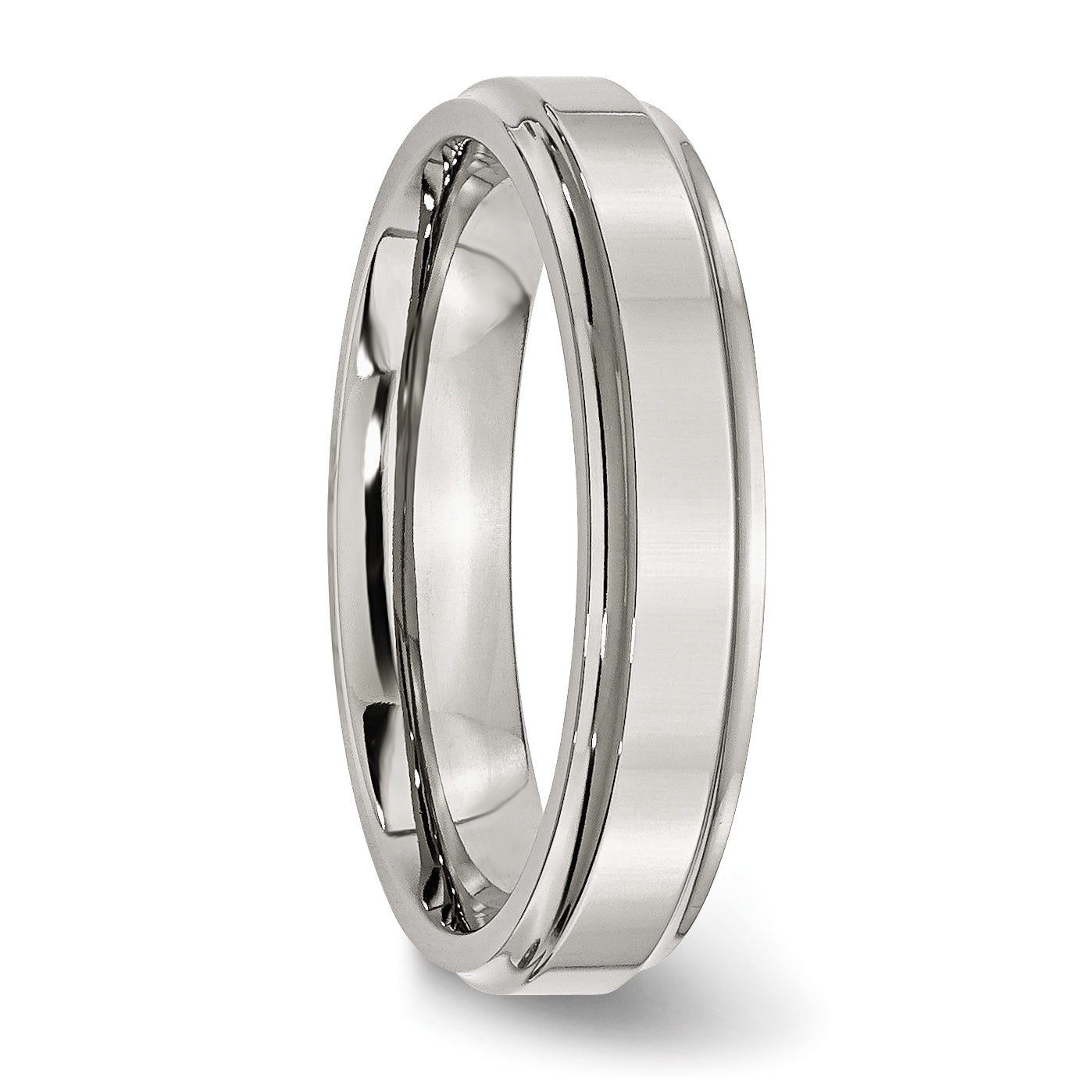 Ridged Edge Wedding Band in Stainless Steel, 5mm