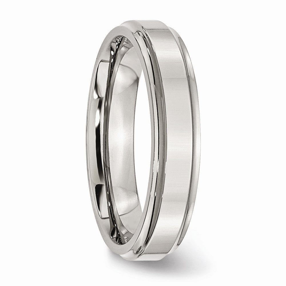 Ridged Edge Wedding Band in Stainless Steel, 5mm