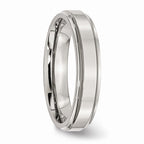 Ridged Edge Wedding Band in Stainless Steel, 5mm