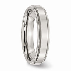 Sophia Jewelers Stainless Steel Polished Engravable Ridged-Edge Wedding Band - 6 - 6