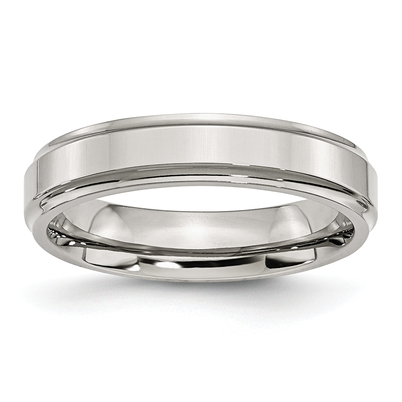 Stainless Steel Polished 5mm Ridged Edge Band Main image