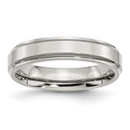 Stainless Steel Polished 5mm Ridged Edge Band