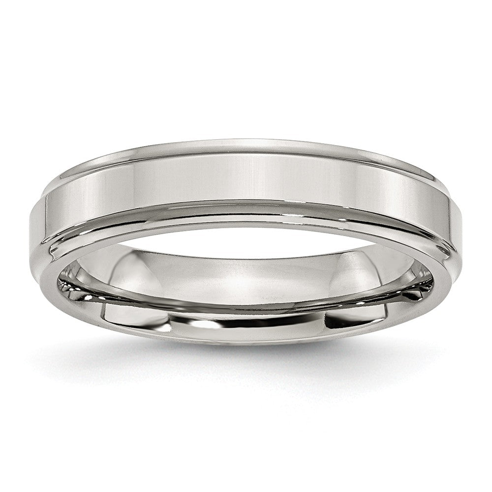 Ridged Edge Wedding Band in Stainless Steel, 5mm