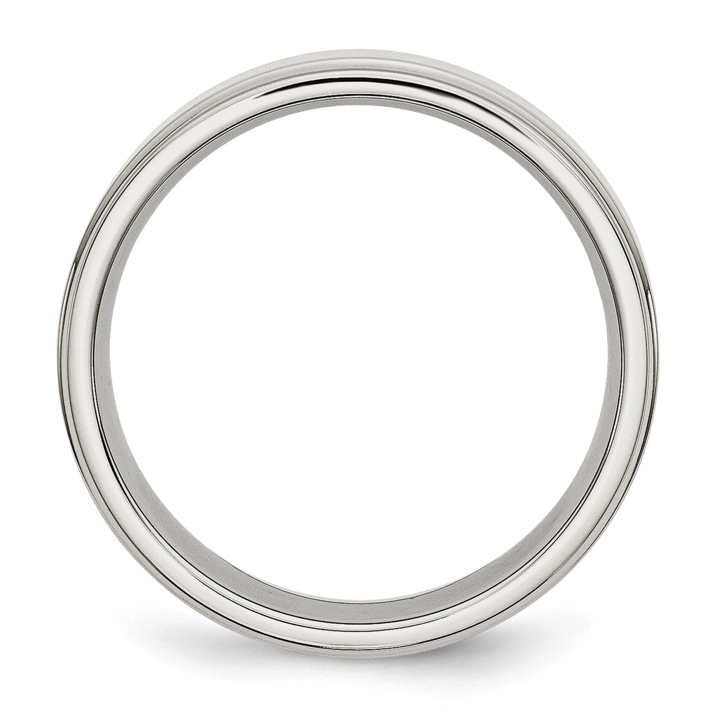 Ridged Edge Comfort-Fit Wedding Band in Stainless Steel, 6mm