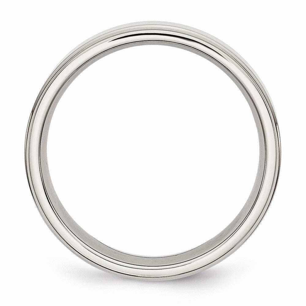 Ridged Edge Comfort-Fit Wedding Band in Stainless Steel, 6mm Secondary image