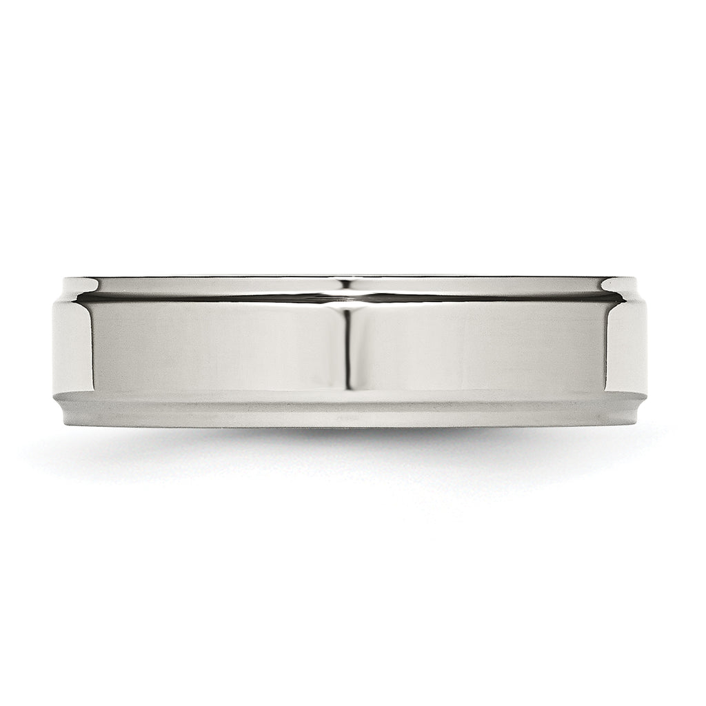 Ridged Edge Comfort-Fit Wedding Band in Stainless Steel, 6mm