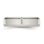 Ridged Edge Comfort-Fit Wedding Band in Stainless Steel, 6mm