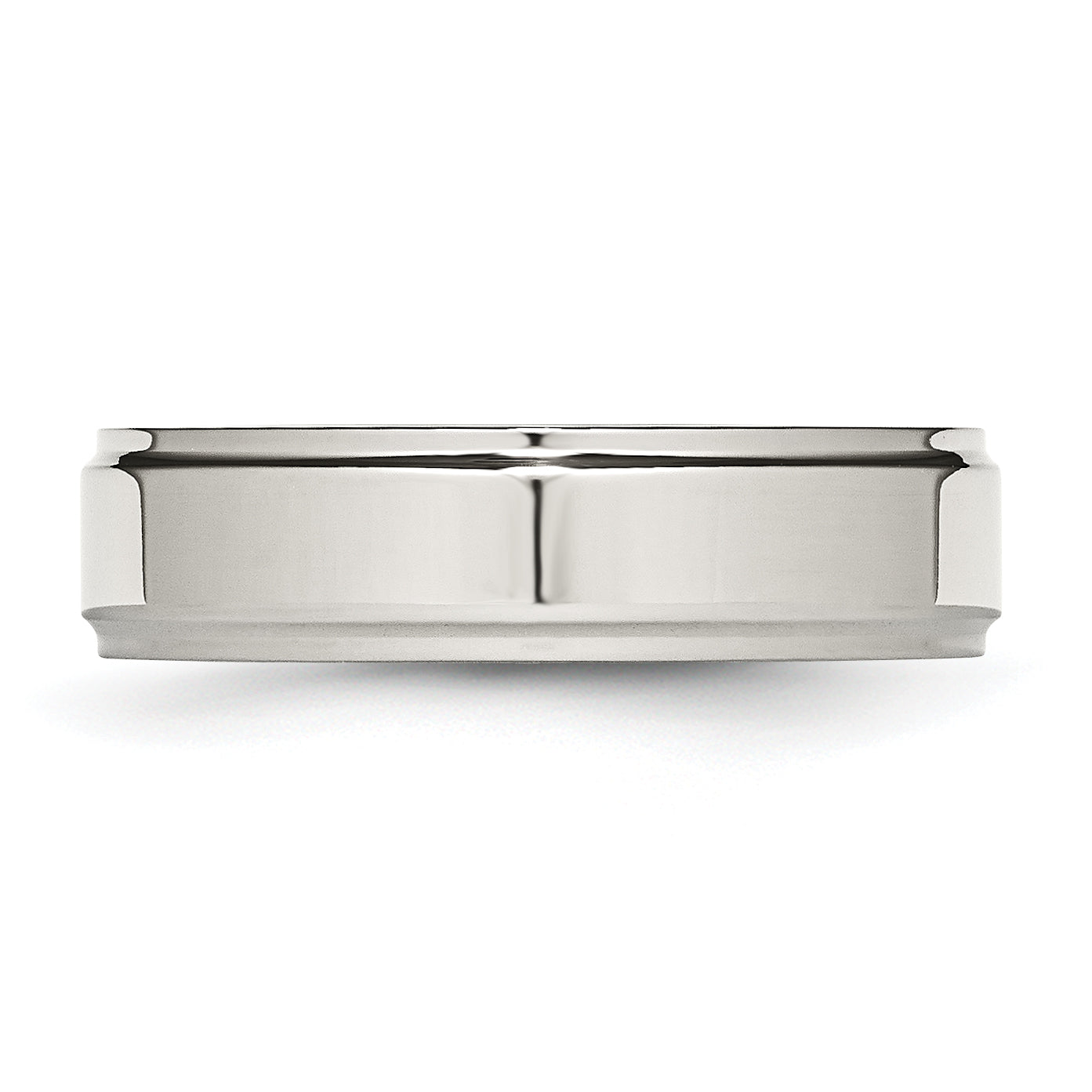 Ridged Edge Comfort-Fit Wedding Band in Stainless Steel, 6mm