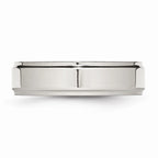 Ridged Edge Comfort-Fit Wedding Band in Stainless Steel, 6mm