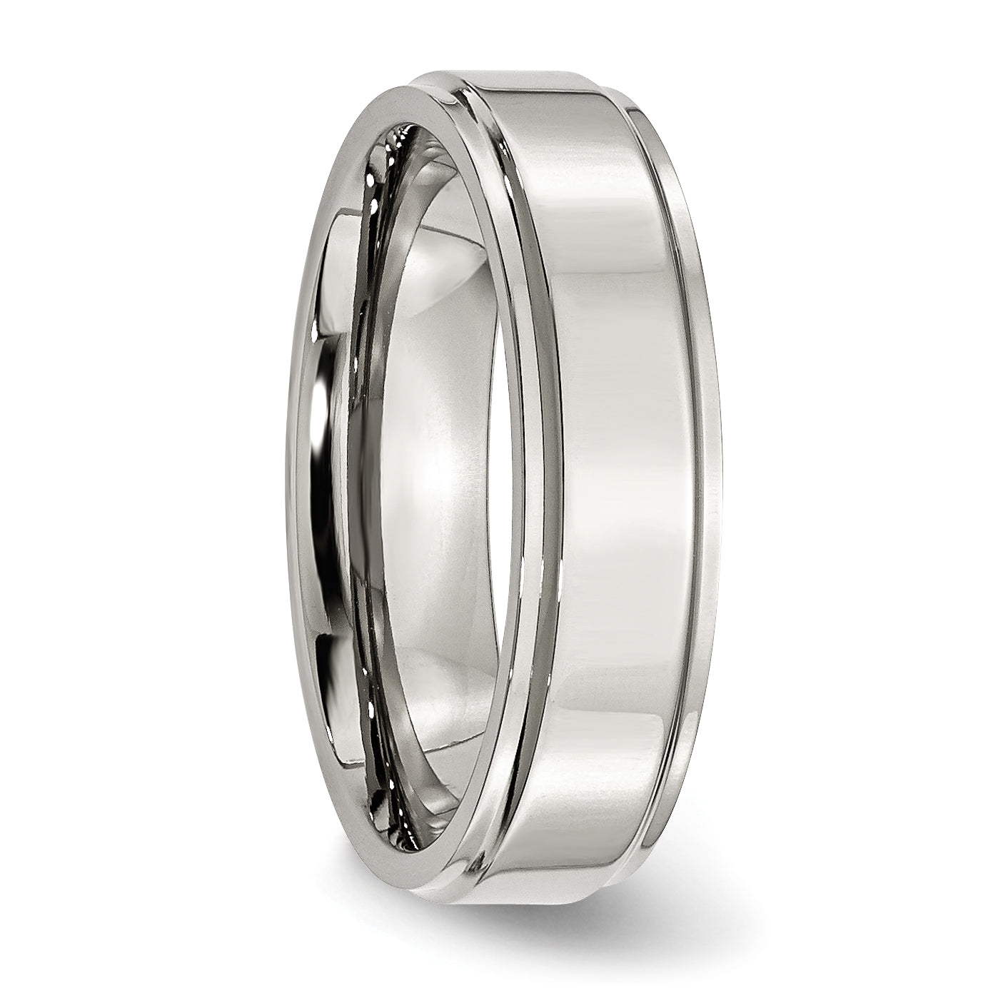 Ridged Edge Comfort-Fit Wedding Band in Stainless Steel, 6mm