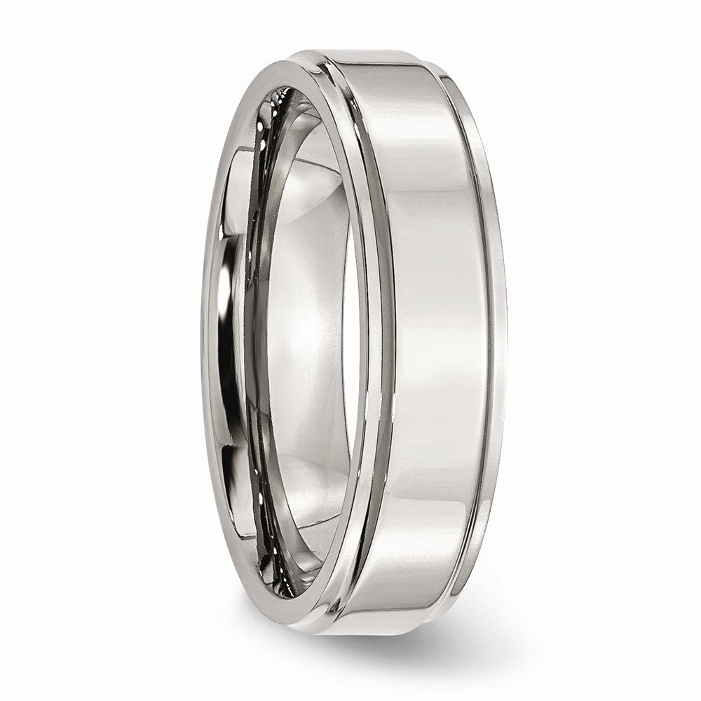 Ridged Edge Comfort-Fit Wedding Band in Stainless Steel, 6mm