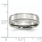Ridged Edge Comfort-Fit Wedding Band in Stainless Steel, 6mm