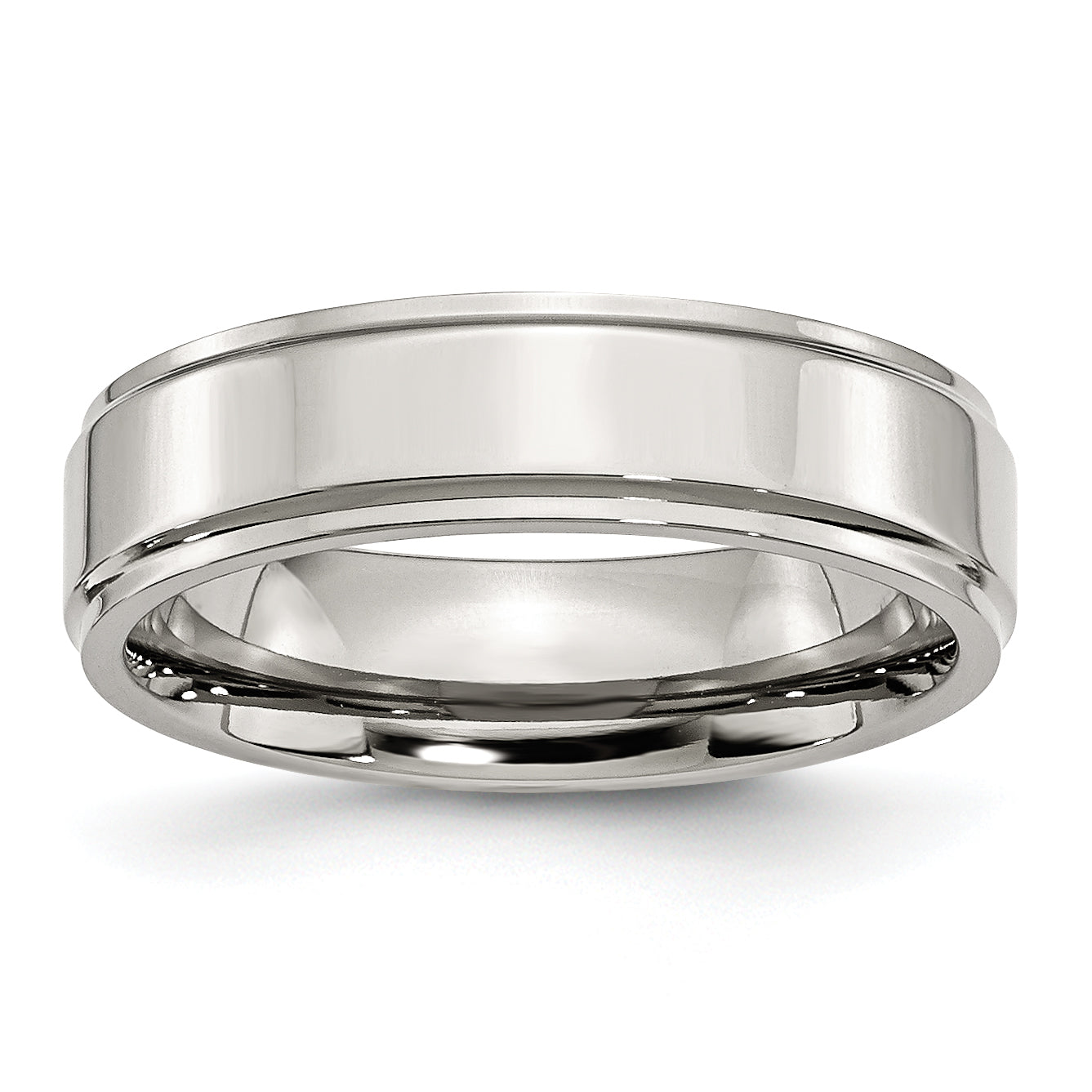 Stainless Steel Polished 6mm Ridged Edge Band Main image