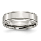 Ridged Edge Comfort-Fit Wedding Band in Stainless Steel, 6mm