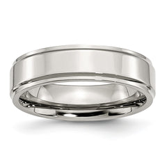 Sophia Jewelers Stainless Steel Polished Wedding Band with Ridged Comfort Fit - 6 - 6