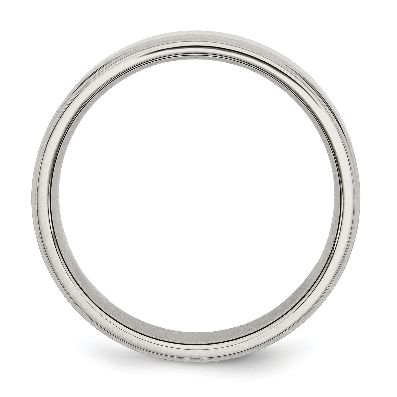 StainleSterling Silver Steel Polished 7mm Ridged Edge Band Secondary image