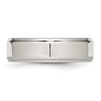 StainleSterling Silver Steel Polished 7mm Ridged Edge Band